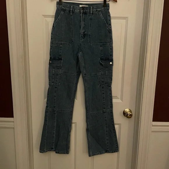 Women’s PacSun cargo high waist, blue jeans, size 27 - Picture 6 of 9